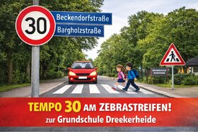 Bild der Petition: Sicherer Schulweg - Tempo 30 am Zebrastreifen Beckendorfstraße