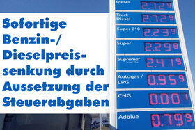 Slika peticije:Sofortige Benzin-/Dieselpreissenkung durch Aussetzung der Steuerabgaben