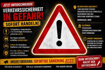 Image of the petition Sofortige Sanierung der L380 (Neusser Straße) zwischen Nievenheim und Horremer Straße