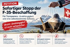 Image of the petition: Sofortiger Stopp der F-35-Beschaffung – für Transparenz, Unabhängigkeit und Sicherheit der Schweiz