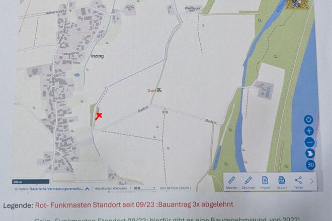 Bilde av begjæringen Standort Änderung Bauvorhaben Funkmasten