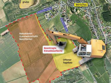 Bilde av begjæringen:STOP der geplanten Erweiterung des Kieswerks Werschau