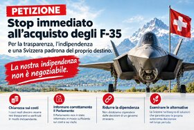 Image of the petition: Stop immediato all’acquisto degli F-35 - la nostra indipendenza non è negoziabile.
