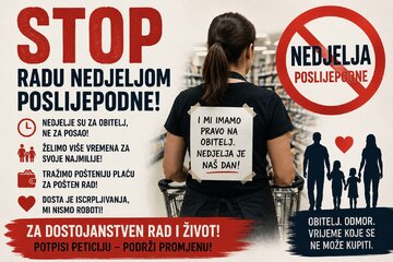Image of the petition STOP radu nedjeljom poslijepodne u trgovinama