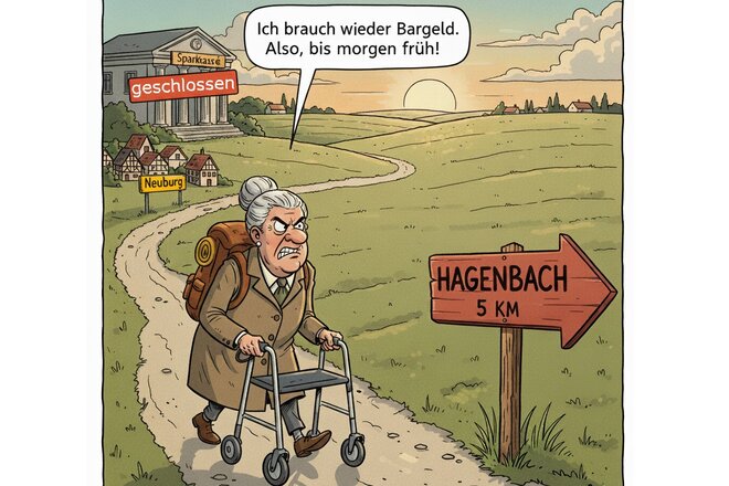 청원서 이미지 Ein Dorf ohne Bargeld! Stoppt den Wegfall des Geldautomaten