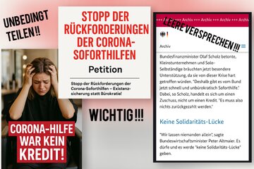 Bilde av begjæringen Stoppt die Rückforderungen der Corona-Soforthilfen für Selbstständige