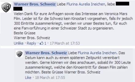 Photo de la pétition :"The Veronica Mars Movie" in der Schweiz / en Suisse / in Switzerland