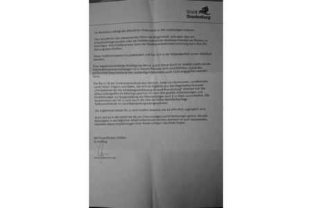 Petīcijas attēls:Transparente u. nachvollziehbare Elternbeiträge für Kindertagesbetreuung in Oranienburg
