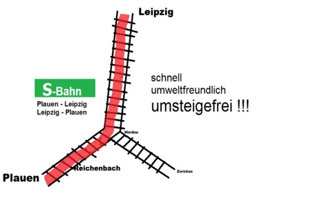 Photo de la pétition :Umsteigefreie Verbindung der S-Bahn von Plauen nach Leipzig