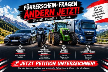 Image of the petition Verständnis statt Auswendiglernen – für faire und korrekte Theoriefragen bei der Führerscheinprüfung