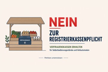 Image of the petition Vertrauenskassen erhalten: Keine Registrierkassenpflicht für Selbstbedienungsstände und Hofautomaten