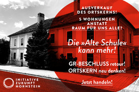 Kuva vetoomuksesta:Vorhaben rund um die Nachnutzung der „Alten Schule“ in Hornsteins Ortskern stoppen!