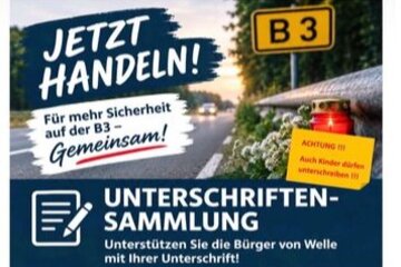 Bild der Petition Welle guckt hin: Sicher über die B3 - Tempo 50 und sichere Querung jetzt!