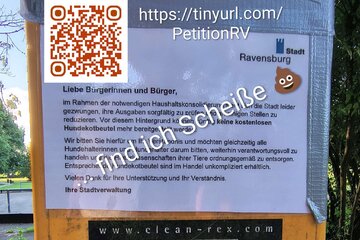 Image of the petition Wiedereinführung der kostenlosen Hundekotbeutel in Ravensburg
