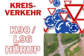 Bilde av begjæringen:Wir fordern einen Kreisverkehr an der K90/L96 in Hürup