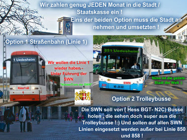 Малюнок петиції:Wir wollen in Neuss die Straßenbahn zurück ( Linie 1 ) und soll von der SWN geführt werden !