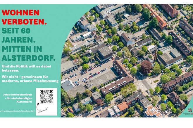 Beeld van die petisie Wohnen in Alsterdorf endlich zulassen – Mischquartier statt Gewerbegebiet!