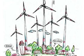 Kuva vetoomuksesta:XXL Windkraftanlagen WIR SIND DAGEGEN