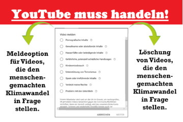Bild der Petition YouTube muss handeln! Klimawandelleugnern keine Bühne geben!