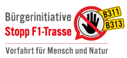Logo Bürgerinitiative Stopp-F1-Trasse - Vorfahrt für Mensch und Natur